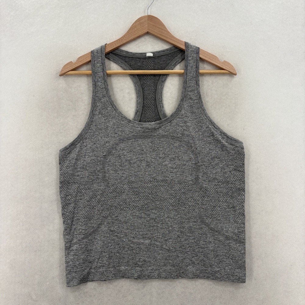 Lululemon Swiftly Tech Racerback Tank Womens 10 Gray Silverescent Seamless Crop